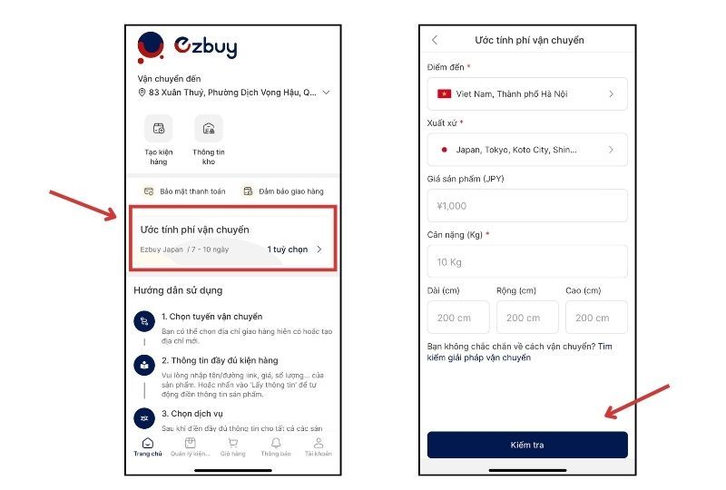 Công cụ ước tính giá cuối trên app Ezbuy Japan.jpg